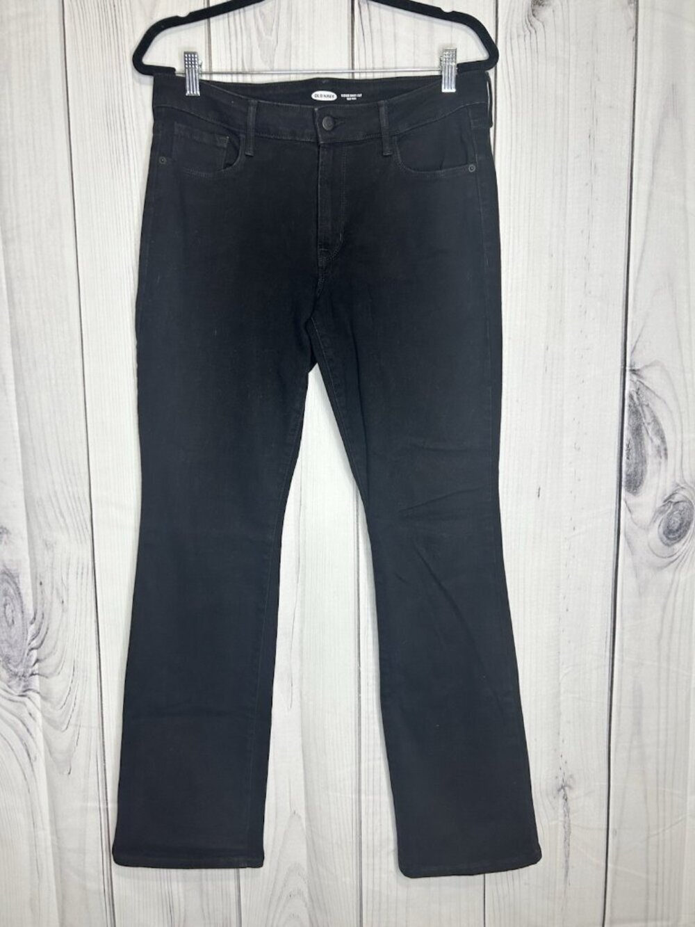 Old Navy Kicker Boot-Cut Jeans Womens 12 Black Mid Rise Stretch (32 x 31)